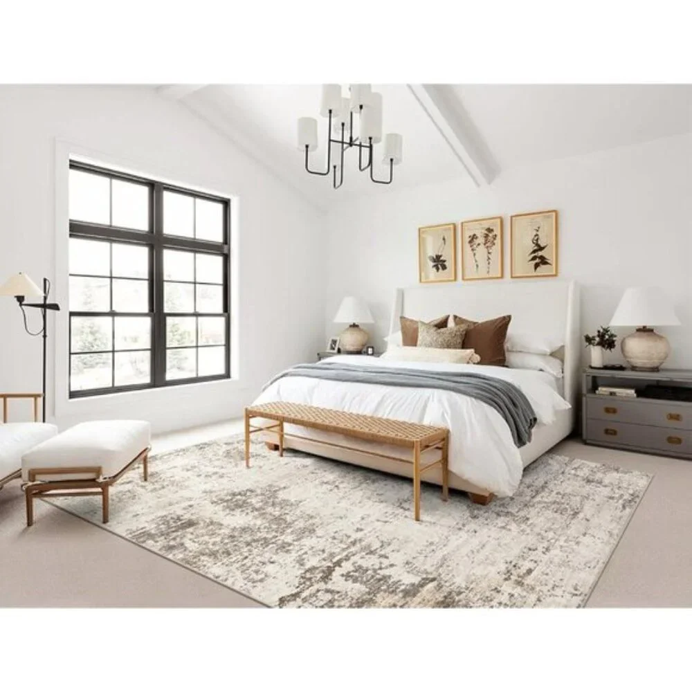 5x7 Washable Area Rug, Modern Abstract Non-Slip Carpet for Home & Office Decor